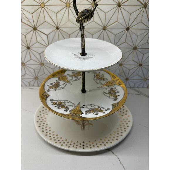 Three-Tier Dessert‎ Stand | Vintage China | Wedding Décor - Picture 1 of 7